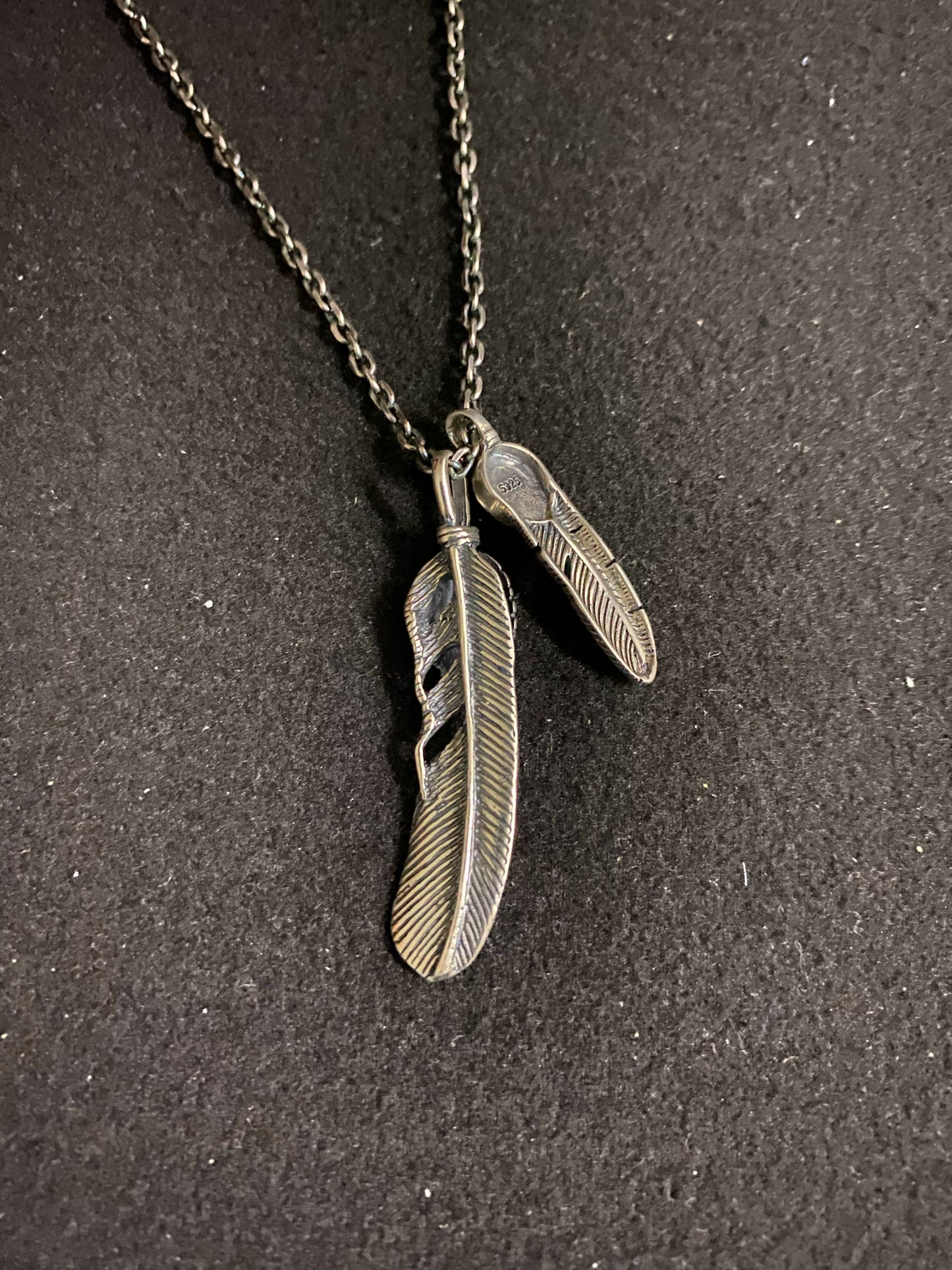 Goro's Feather Pendant • Heavy 925 Silver & Turquoise • Hand-Carved Texture • Unisex Leather Cord • Heritage Distressed Finish • Full Ceremonial Kit